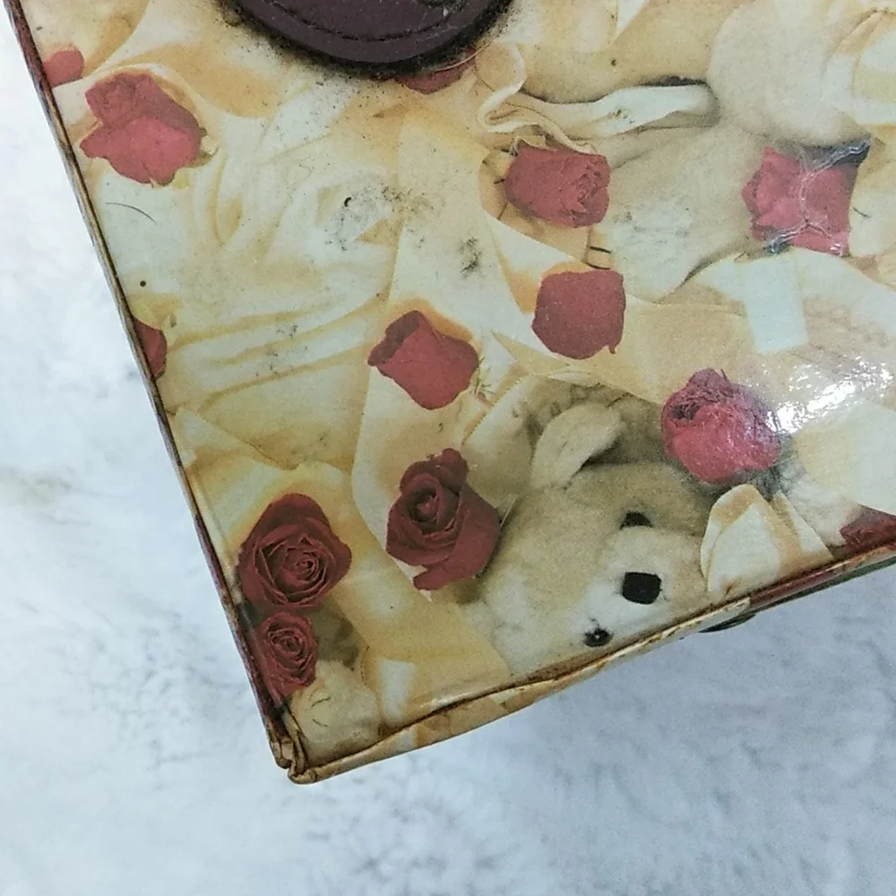 😻 4/$25 Teddy Bears & Roses Decorative Train Case